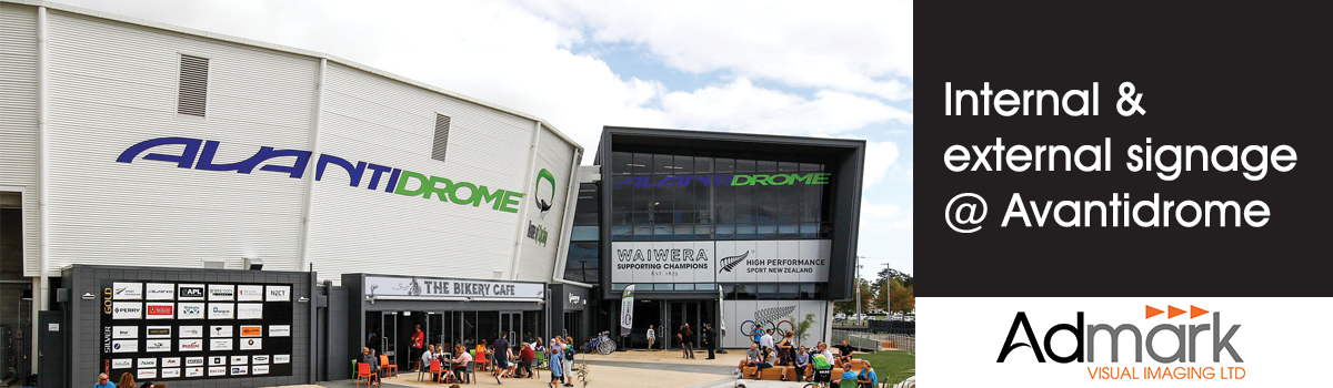 Internal (including track) and external signage at Avantidrome